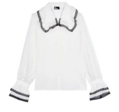 THE KOOPLES White silk shirt,White And Black Size 4 Retail $450