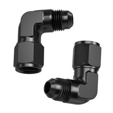 AN Female to AN Male Swivel Flare Union Fitting Adapter, Black 90 /6AN-6AN 2