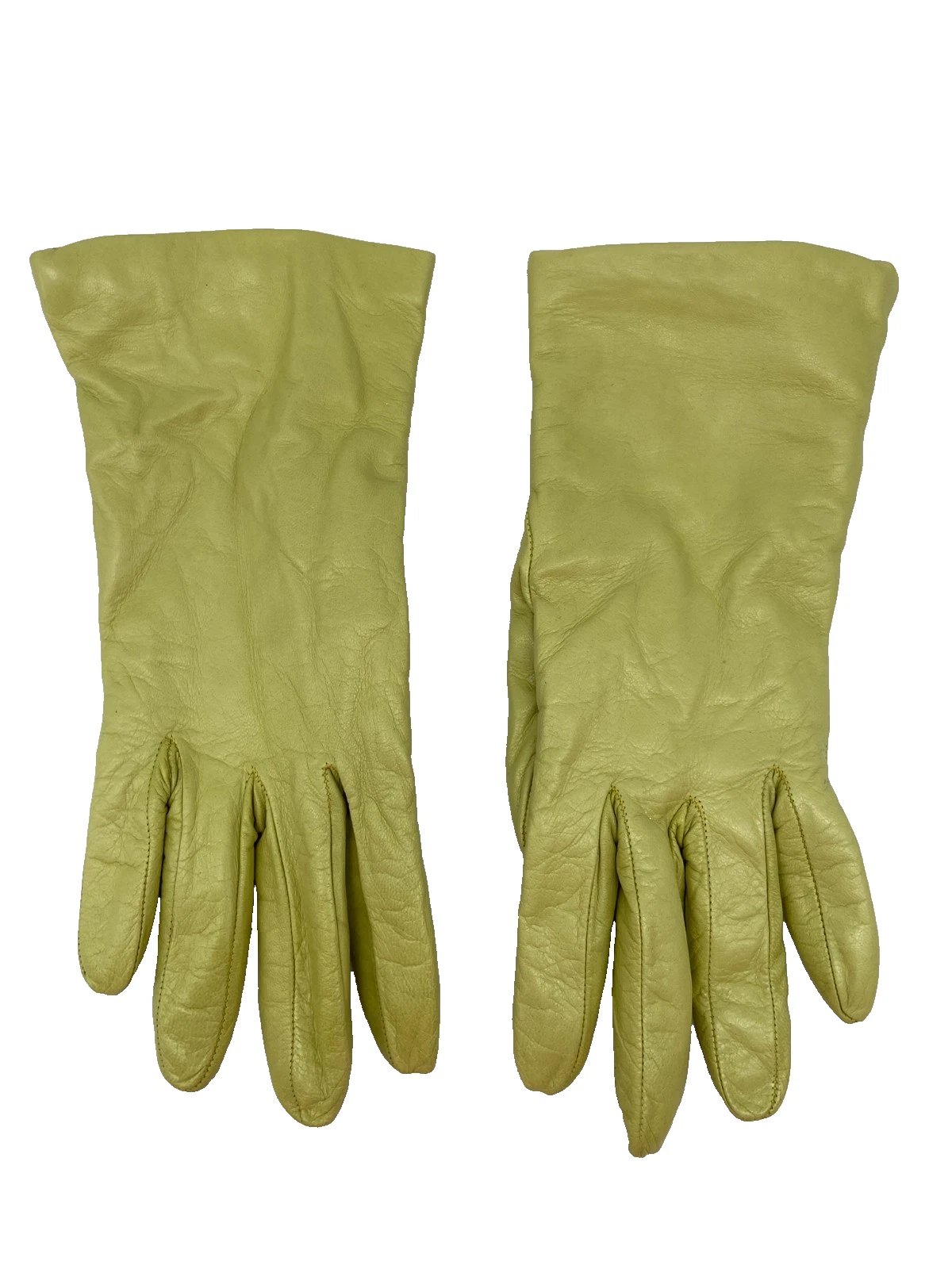 Sermoneta Kid Leather Gloves Green Cashmere Lined Medium Length