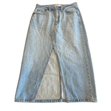 Abercrombie Fitch High Rise Denim Midi Skirt 26 2 Light Wash Slit