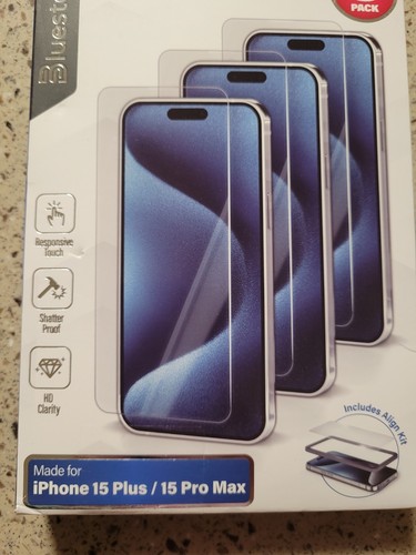 Protections d'écran en verre trempé Bluestone pour iPhone 15 Plus et 15 Pro Max NEUF - Photo 4 sur 8