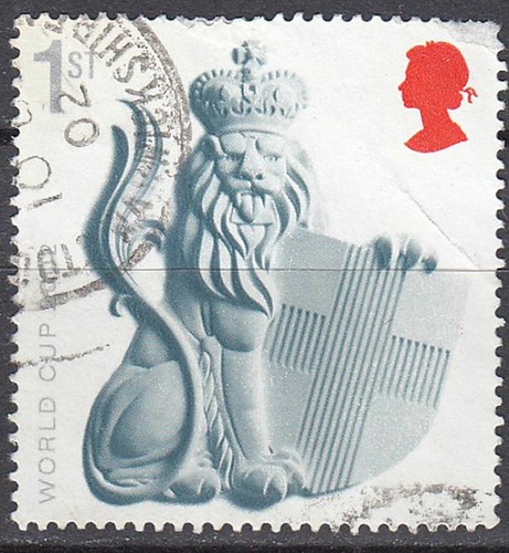 Großbritannien England gestempelt Wappen Tier Löwe Fußball Sport Wm / 1464