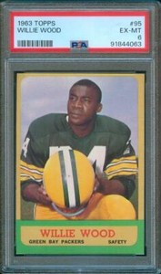 1963 Topps Football WILLIE WOOD Rookie Card #95 Green Bay Packers PSA 6