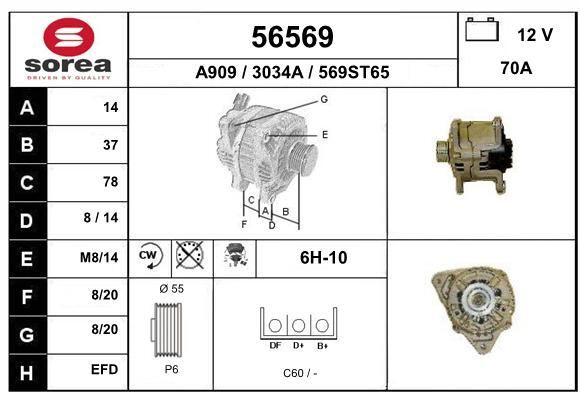 Alternateur Ford Ka 1.3 I courant stable 14V pour batterie auto