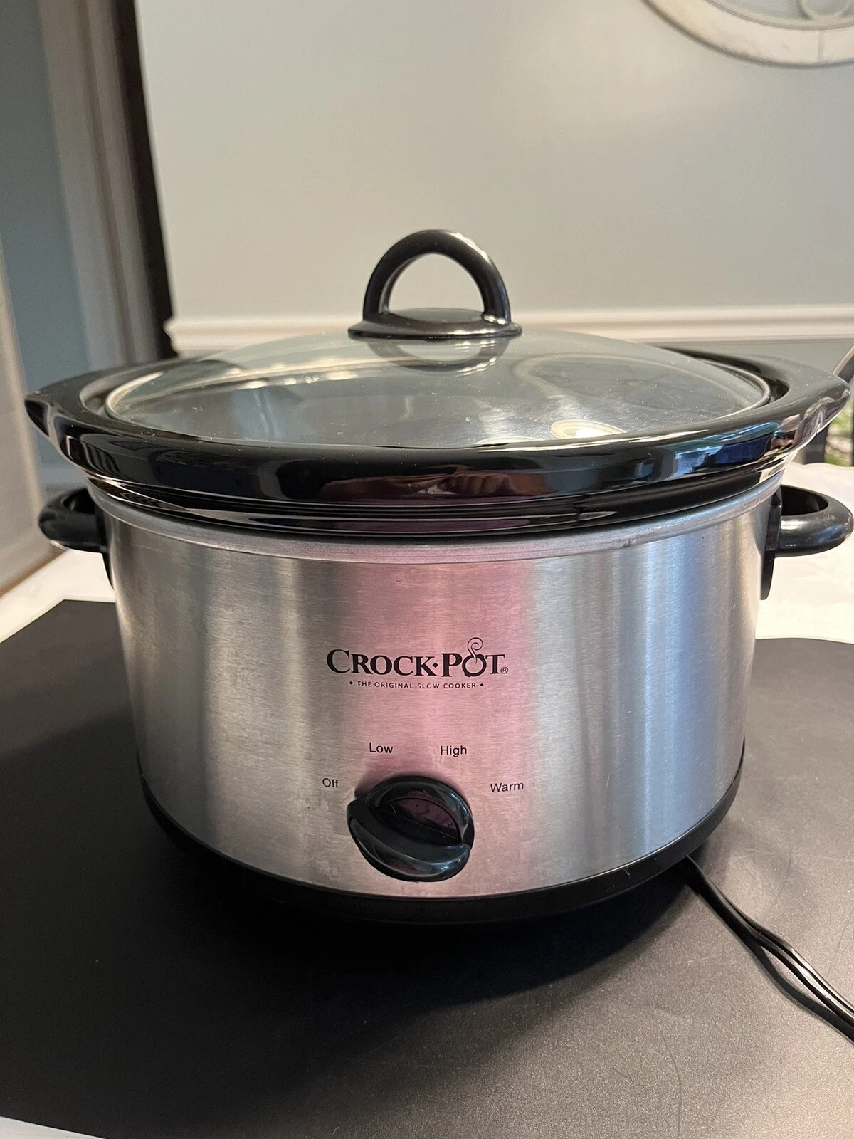 Crock Pot Stainless Steel Model #SCR500 4qt. Removable Black Crock to Table EUC