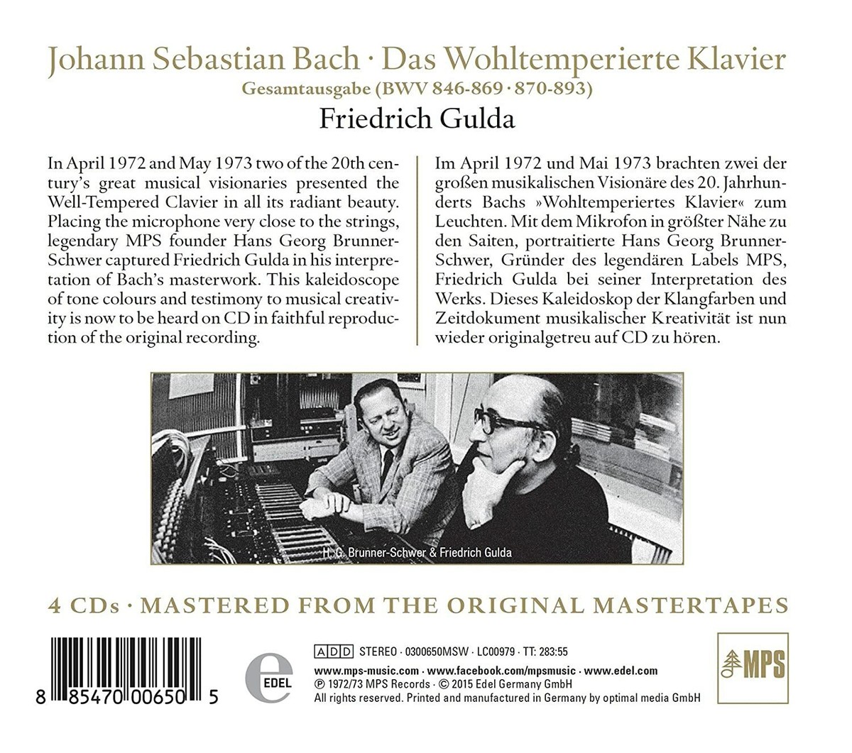 Bach The Well-Tempered Clavier Book 1 & 2 FRIEDRICH GULDA Piano