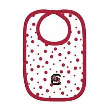 South Carolina Gamecocks Polka  Bib Newborn Baby 100% Cotton Zelcro Closure NEW