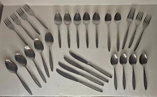 Lot of 27 Japan Custom Craft Floral Pattern Stainless Steel Flatware Kitchenware