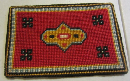 Dollhouse miniature artisan made needlepoint rug small rug