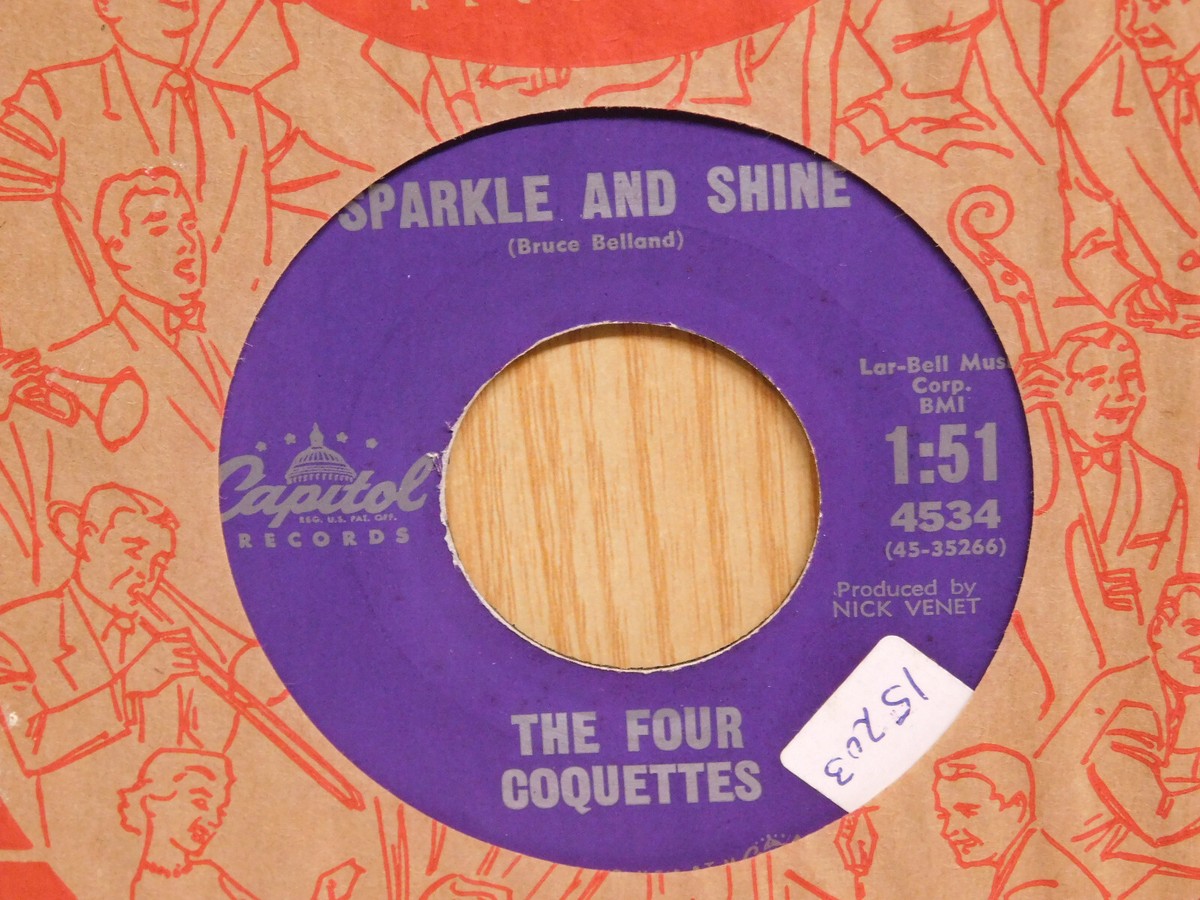 The Four Coquettes Doowop 45 Sparkle And Shine bw In This World on