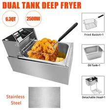 2500W 6L Commercial Stainless Steel Electric Deep Fryer Restaurant 6.3QT safety