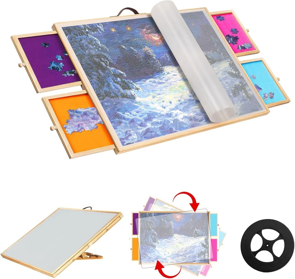 1500PCS Puzzle Table Tilting Adjustable Jigsaw Puzzle Board 4 Drawers W Cover.AU - image 2 of 4