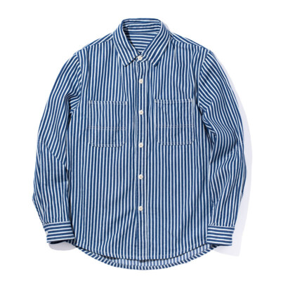 Vintage WABASH Railway Striped Denim Shirts Herren Amekaji Wester Worker Shirts
