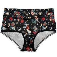 NWT TORRID High Brief Pantie Sz 00X-0X Black Red Silky Mermaids