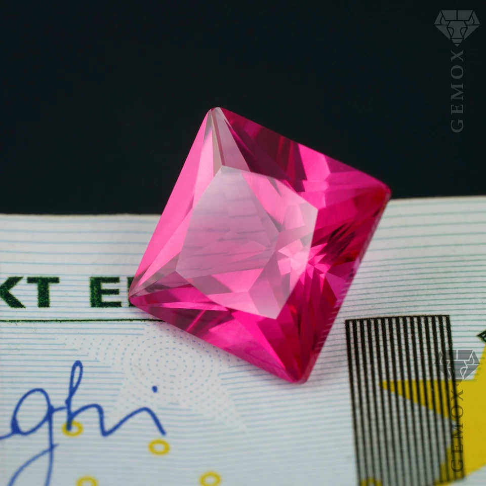 Pinkish Ruby Square Princess Cut Genuine Lab-Grown Loose Gemstone Pink Stone EU. - Image 3 of 4