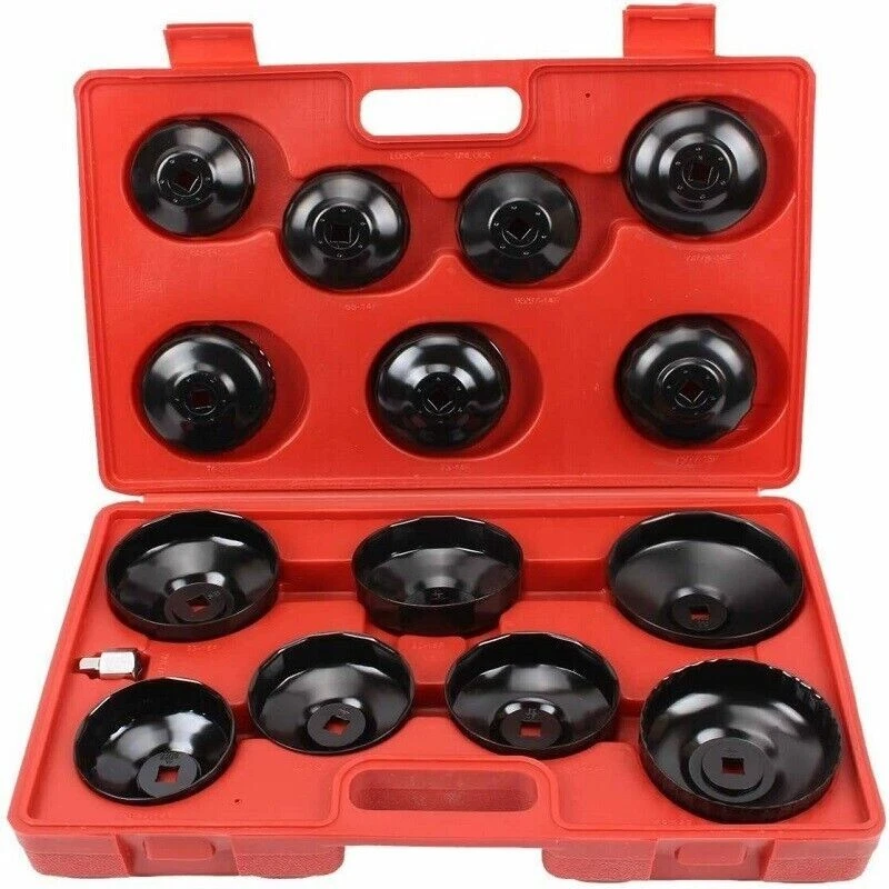 Set Chiavi Per Filtro Olio 11 Pezzi: 10 Misure In Acciaio Al Carbonio, Con Adattatore E Custodia - 2