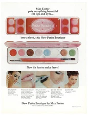 Max Factor Cosmetics Print Ad Vintage Ad Lipstick Eyeshadow Petite Boutique 1965