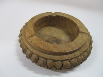 #ad Just a Simple Plain Carved Wood Ashtray $11.92