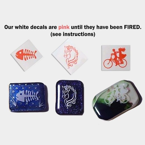 Grape Clusters 4 pcs White Fused Glass Decals - Picture 2 of 2