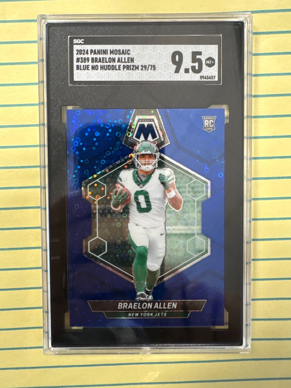 2024 Panini Mosaic #389 Braelon Allen RC /75 Blue No Huddle Prizm Jets