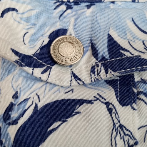Pendleton Jacket Womens Petite M Blue Denim Floral Coat Button Up Pockets - Picture 5 of 10