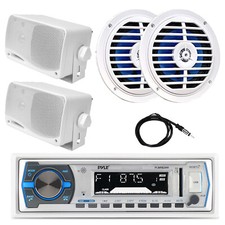 Pyle in-Dash Bluetooth Receiver, 2x 5.25"  2x 3.5" Marine Speakers, Antenna