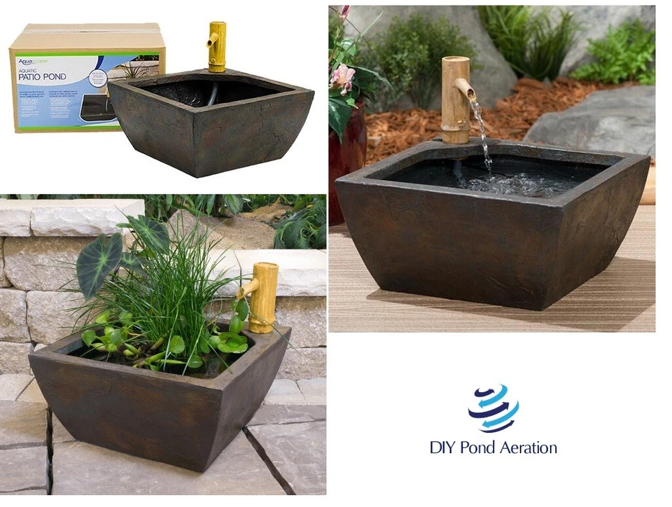 Kit de estanque pequeño de 16" porche y patio con fuente de bambú - fuente de agua - jardín zen Foto 2 de 2