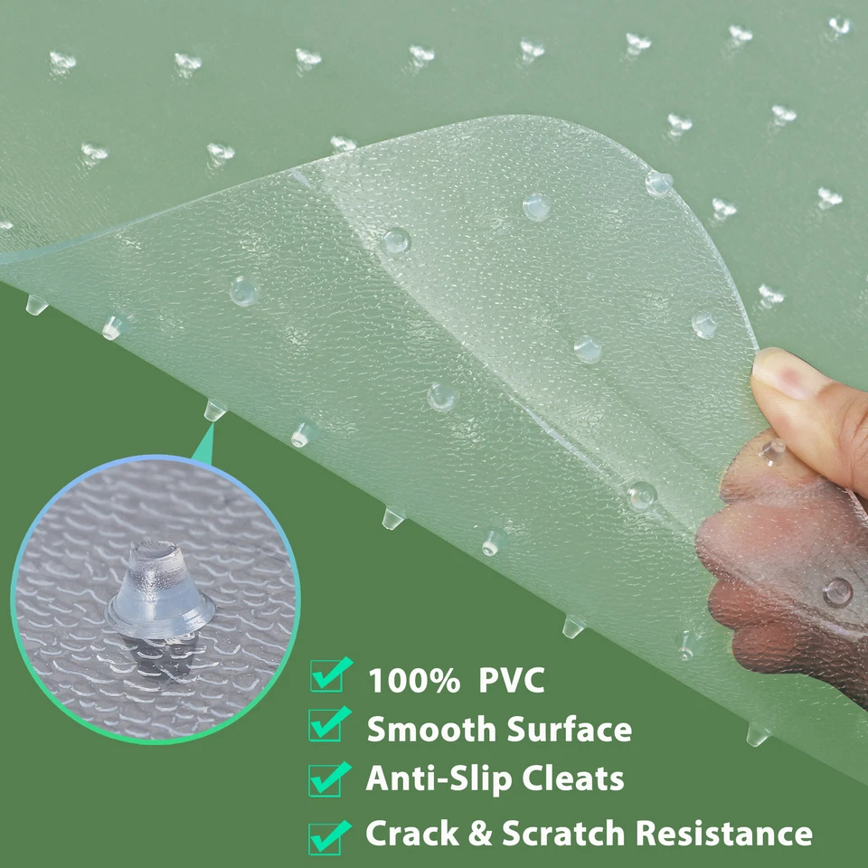 48" x 36" Home Office Chair Mat PVC Floor Studded Back with Lip For Pile Carpet - Image 4 of 4