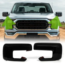 For 2021-2024 Ford F150 F-150 Gloss Black Side Wing Mirror Covers Overlay Cap 2X