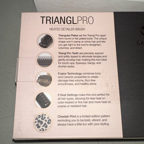 Calista TrianglPRO Triangl Pro Heated Hair Detailer Brush Cheetah Print NEW - Picture 3 of 4