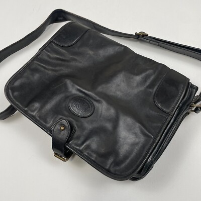 Sac à main cartable en cuir noir/marron foncé Ralph Lauren vintage