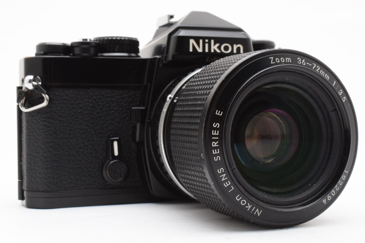 Nikon FE Film Camera Black Body + 36-72mm f/3.5 Lens