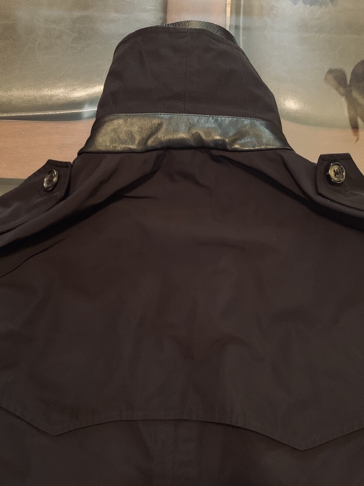 Ralph Lauren Purple Label Size Medium Leather Trim Trench Coat Made n Italy image 10