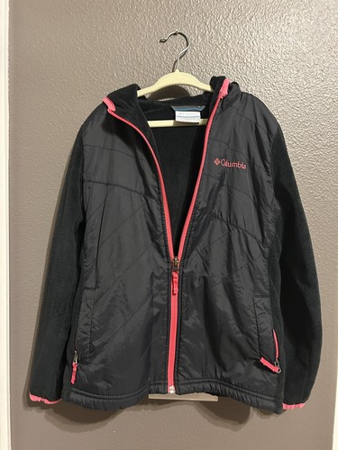Girls Columbia Pearl Plush Hybrid Hoodie Fleece Quilted Jacket Size S 7/8 - Picture 2 of 7