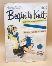 Vintage BEGIN TO KNIT American Thread Co. Star Book #167, GOOD