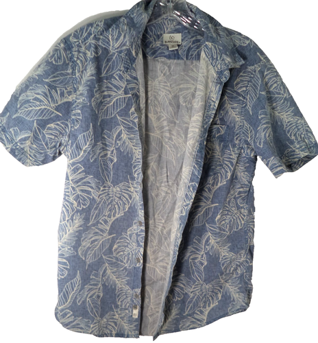 Burnside Mens Shirt Medium Hawaiian Floral Beach Button Short Sleeve Blue White - Picture 2 of 10