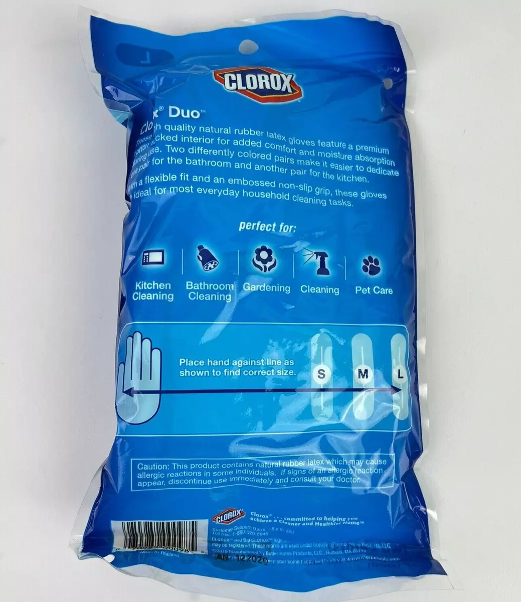 LOT of 2 Clorox Duo High Quality Latex Gloves Large Two Pairs