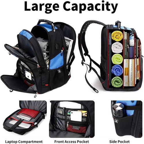 Multi-Compartment 50L Backpack for 17” Laptop - USB Charging & Waterproof Design - Picture 7 of 9