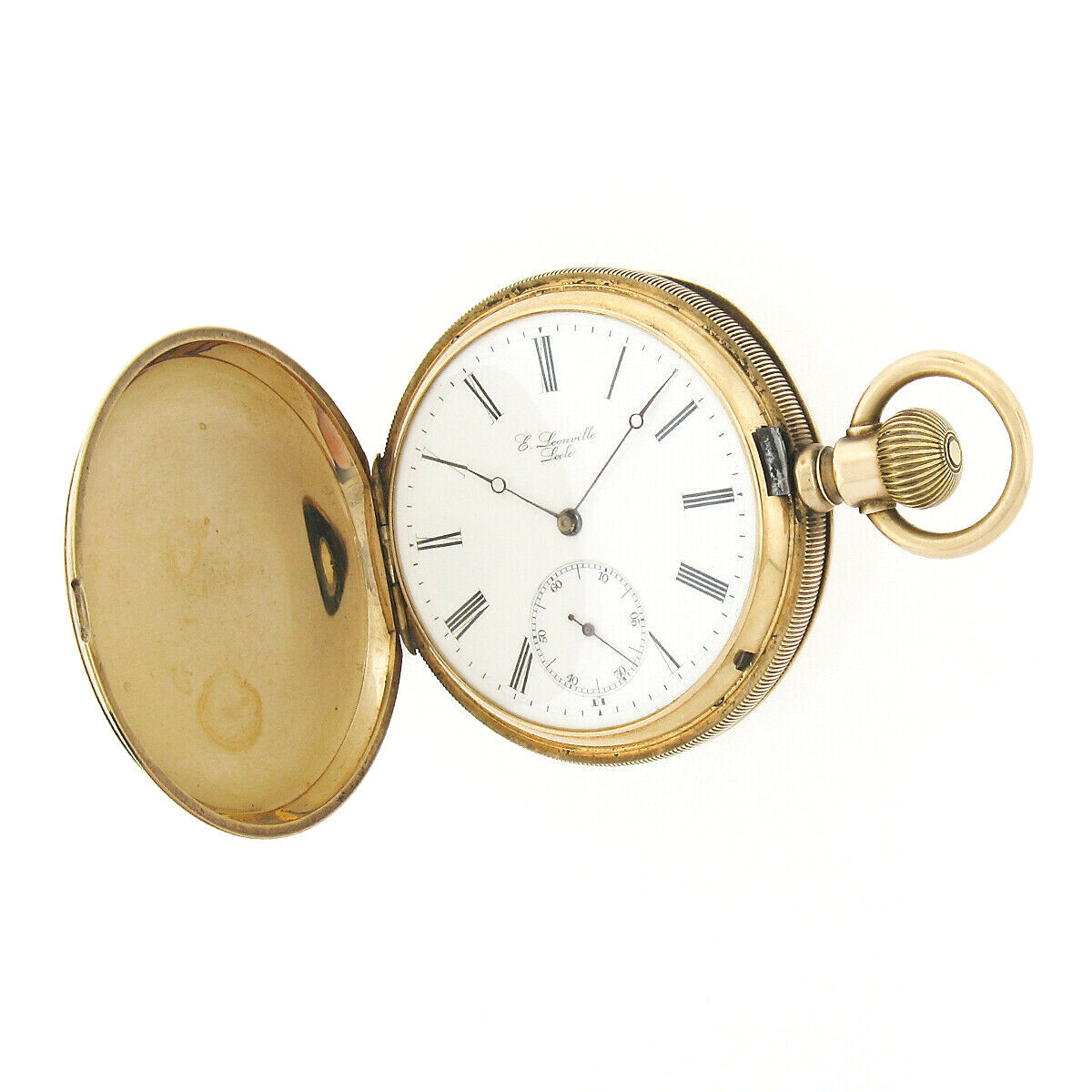 Vintage E. Leonville Locle 14k Yellow Gold 50mm Large Swiss Hunter