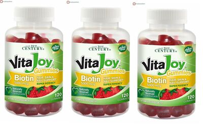 21st Century Vitajoy 5000mcg Biotin Gummies Strawberry 120 Counts X 3 Packs
