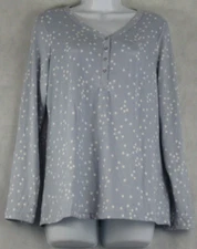 Charter Club Women's Soft Knit Henley Pajama Top, Light Zen Blue Stars, XXL
