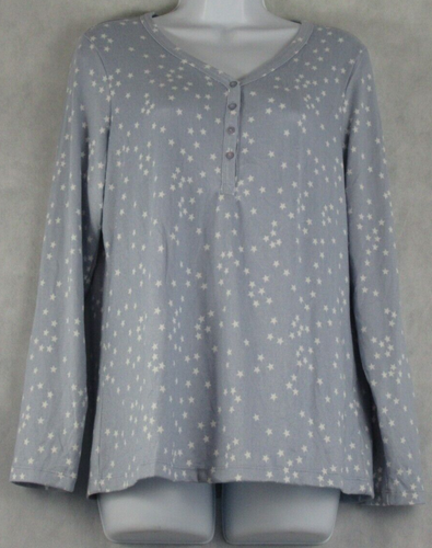 Charter Club Women's Soft Knit Henley Pajama Top, Light Zen Blue Stars, XXL - 第 1/2 張圖片