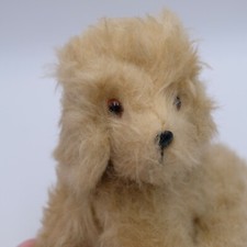 Vintage Mohair Puppy Dog Cocker Spaniel Poodle Stuffed Tan 8" Jointed Head Turns