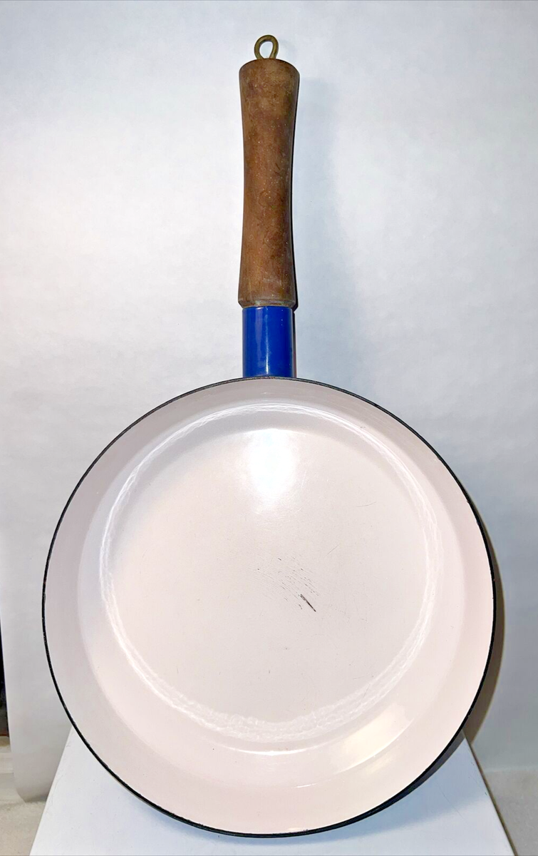 DANSK Kobenstyle blue enamel 10” skillet frying pan wood handle