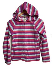 THE NORTH FACE Girls  Striped Full Zip Fleece Hoodie Jacket W/pockets Sz 14-16