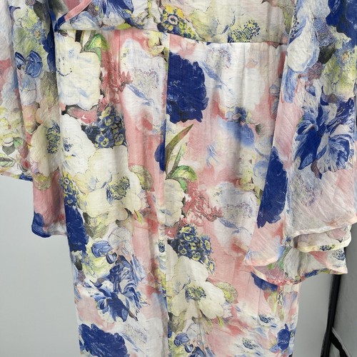 The Wallflower Movement Maxi Kaftan Dress sz S Watercolor Floral Crepe Bell Slit - Picture 6 of 11