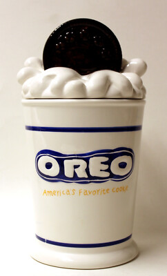 保存容器・ケース VINTAGE 1970s Nabisco Oreo Cookie Jar 1970's Vintage Stacked OREO Cookie Jar Container With Lid