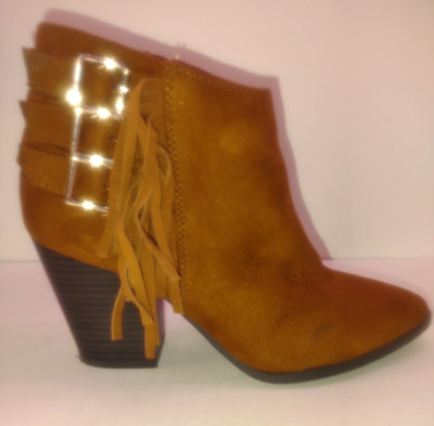 Jennifer Lopez Women's 7.5 Brown 3'' Heels Dress Boho Western Ankle Boots Booties