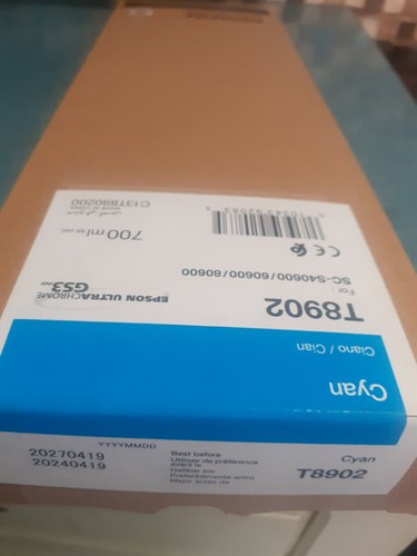 Genuine Epson T8902 Cyan Ink Cartridge 700 ml - EXP 2027 - Photo 2/2