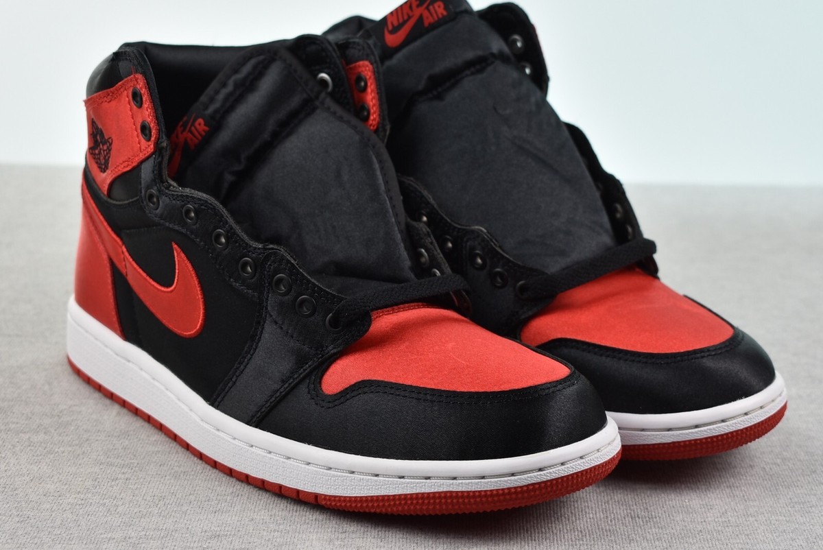 Jordan 1 Retro High Satin Bred Womens Size 9.5 FD4810-061 Black
